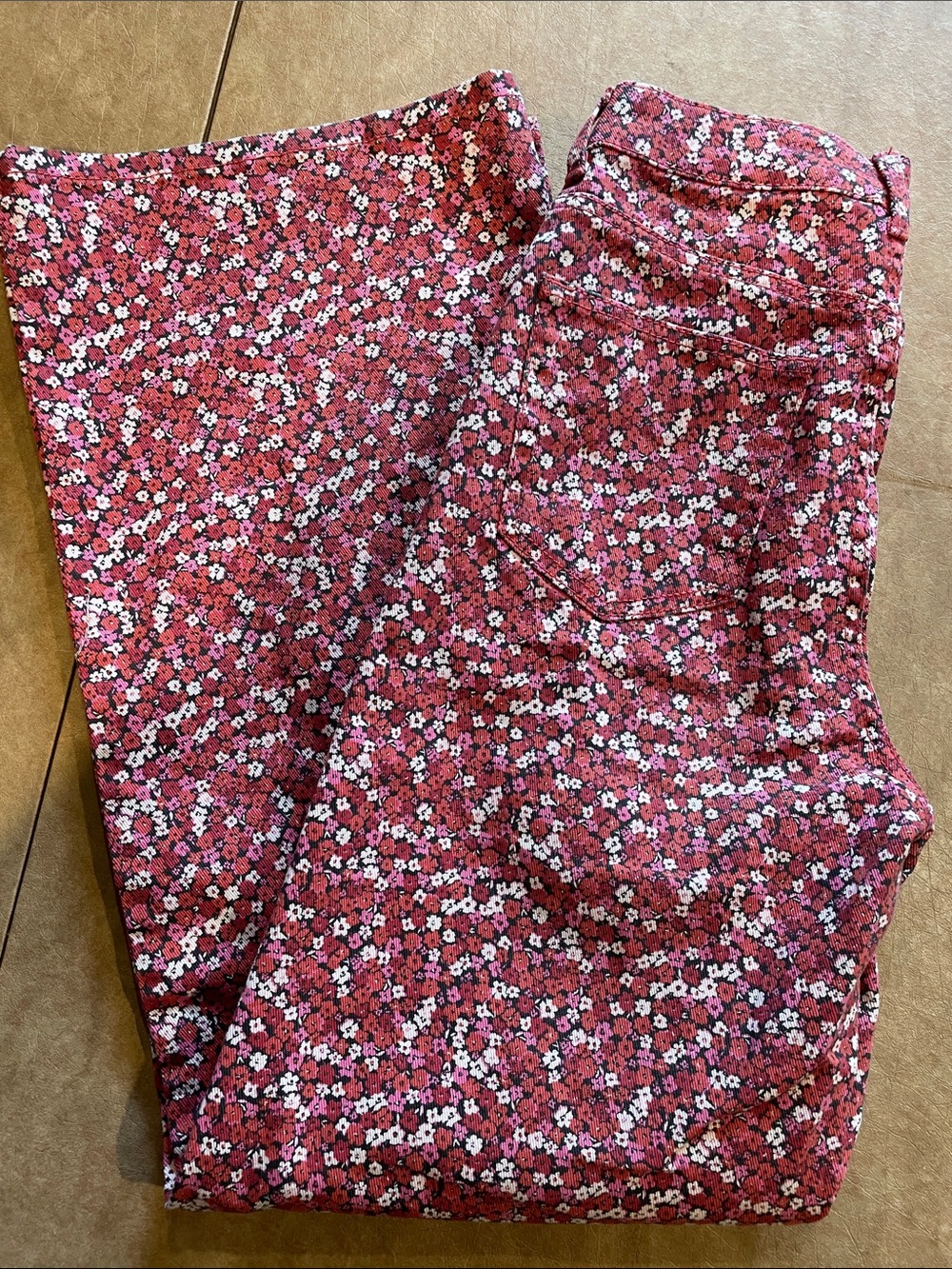 H&M Pink Floral Wide Leg Jeans